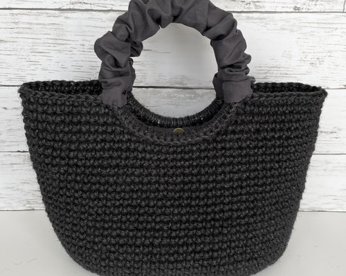 ぐれ ブラック 麻紐フリルバッグ ♪ ハンドメイド 8a5e22db227b62d7996911e3e52069