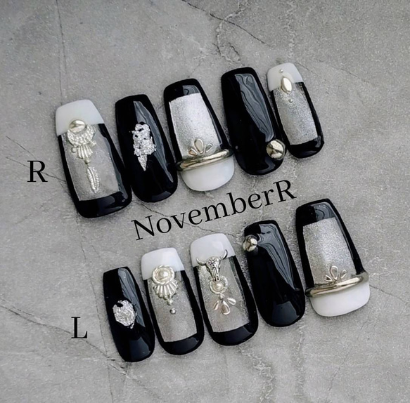 LA719☆マグネット×スタッズネイルチップ ネイルチップ（つけ爪