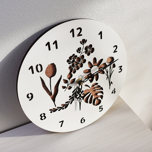 花時計 木製のシックな壁掛け時計 掛け時計・置き時計 Moku Lab. 通販