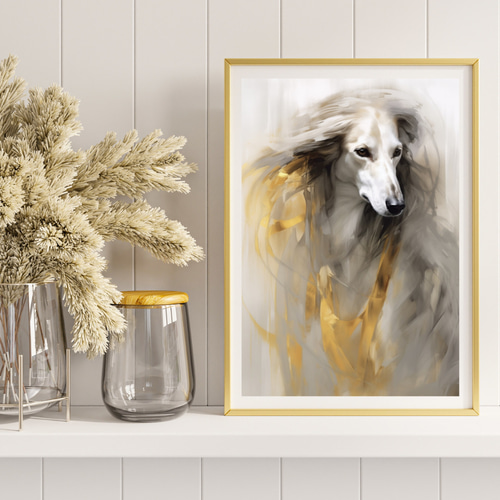 め*だ様 ボルゾイ 犬 残響 黒原画 1点物 (2024年12月製作) め*だ様 ボルゾイ 犬 残響 黒原画 1点物 (2024年12月製作