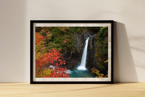付知峡　高樽の滝と紅葉　インテリアアートポスター　004 2枚目の画像