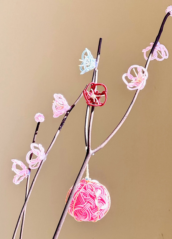 お花見枝飾り✿水引毬飾りの雪洞（ぼんぼり） 4枚目の画像