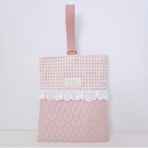 送料無料☆入学・入園3点セット☆ハートキルティング☆レッスンバッグ