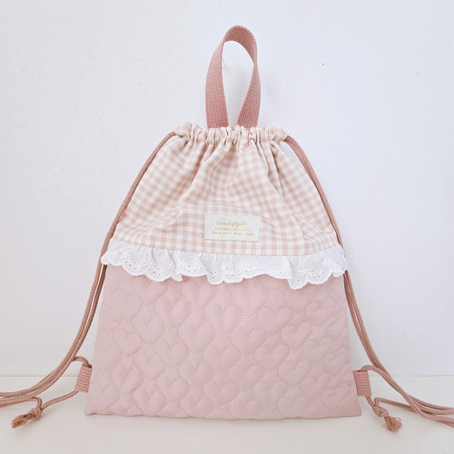 送料無料☆入学・入園3点セット☆ハートキルティング☆レッスンバッグ