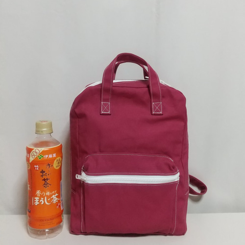 ◇受注製作／カラー変更可【持ち手付きリュック】ミニスクエア