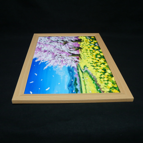 一点物・油彩画【希望の花咲く春の日】 額装対応可 春を告げる花の絵