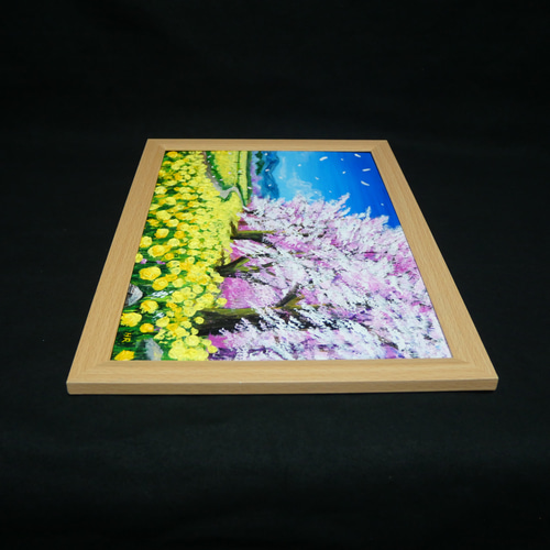 一点物・油彩画【希望の花咲く春の日】 額装対応可 春を告げる花の絵