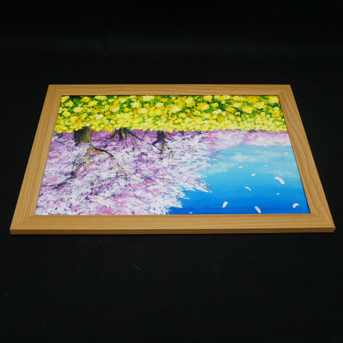 油絵 油彩 油彩画 絵 絵画 【菜の花と桜】 絵画 HR 通販 17301944