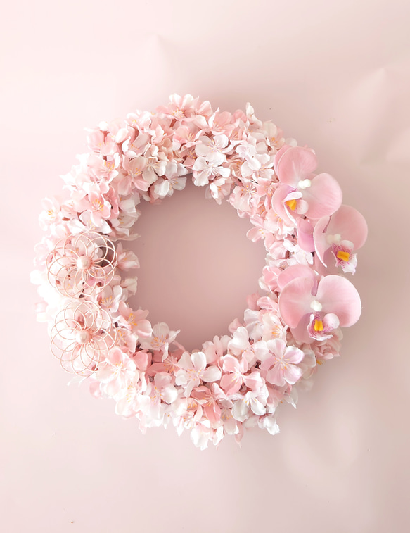桜とファレノの春ピンクリース　★ラッピング無料★ 1枚目の画像