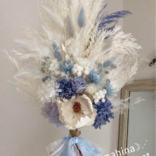 ◇売り切れました◇ブルーブーケ ウェディングブーケ プリザーブド