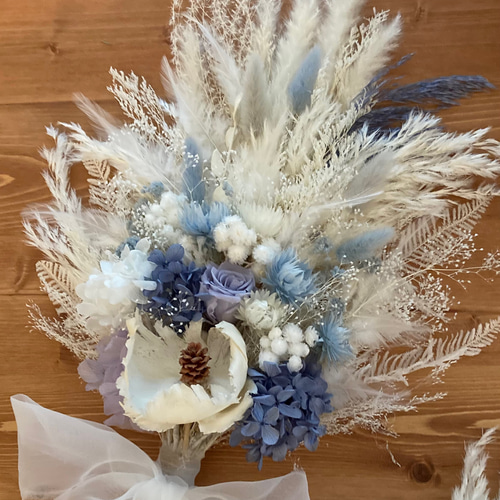 ◇売り切れました◇ブルーブーケ ウェディングブーケ プリザーブド
