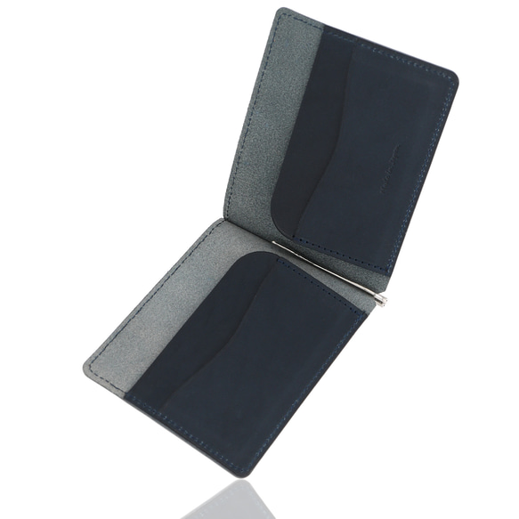マネークリップ 栃木レザー 本革 札ばさみ ２つ折り 薄い 財布 メンズ レディース マネークリップ付きカードケース 10枚目の画像
