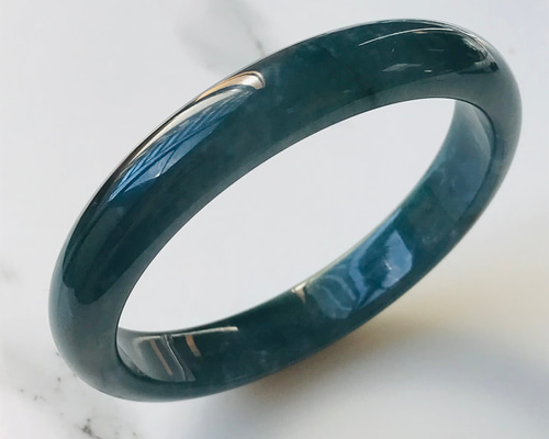 B310-033] ジェイド JADE ヒスイ 本翡翠 バングル 天然石 一点物