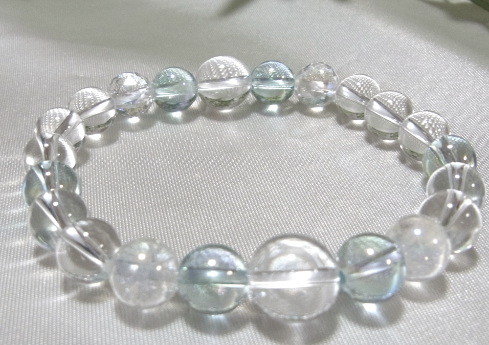 10ミリアイリスクオーツ/8ミリアクアオーラ/カット水晶/オーロラクラッシュ/サイズM