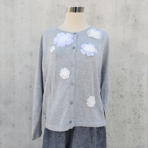 SALE 新品リメイクハンドメイド ケミカルレース花モチーフ付き
