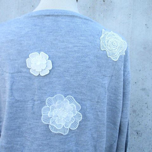 SALE 新品リメイクハンドメイド ケミカルレース花モチーフ付き