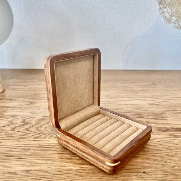 カフスケース 木製 高級花梨木製 カフス＆リングケース | 紳士のアクセサリー整理収納ボックス 4枚目の画像