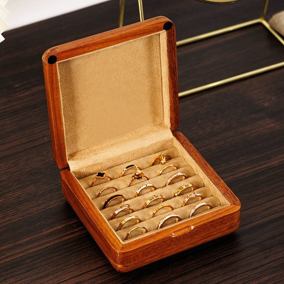 カフスケース カフスボタン収納 木製 高級花梨木製 カフスボタン＆リングケース | 紳士のアクセサリー整理収納ボックス 10枚目の画像