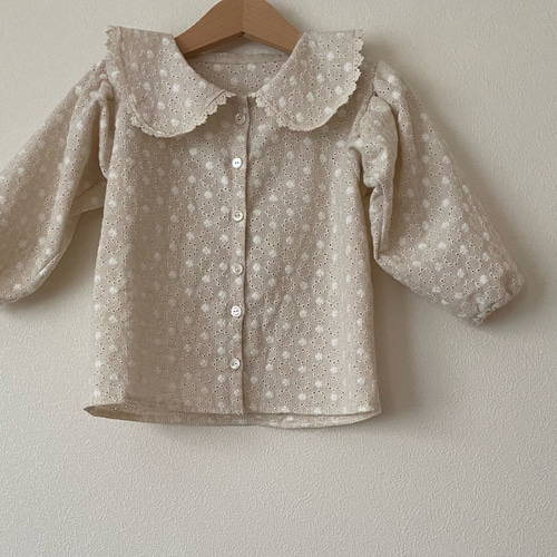 リネン花柄刺繍レースブラウス ベビー服 子供服 70 80 90 100 リネン 
