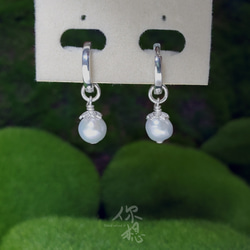 月之花【素面易扣式】925純銀天然淡水珍珠垂墜耳環 第1張的照片