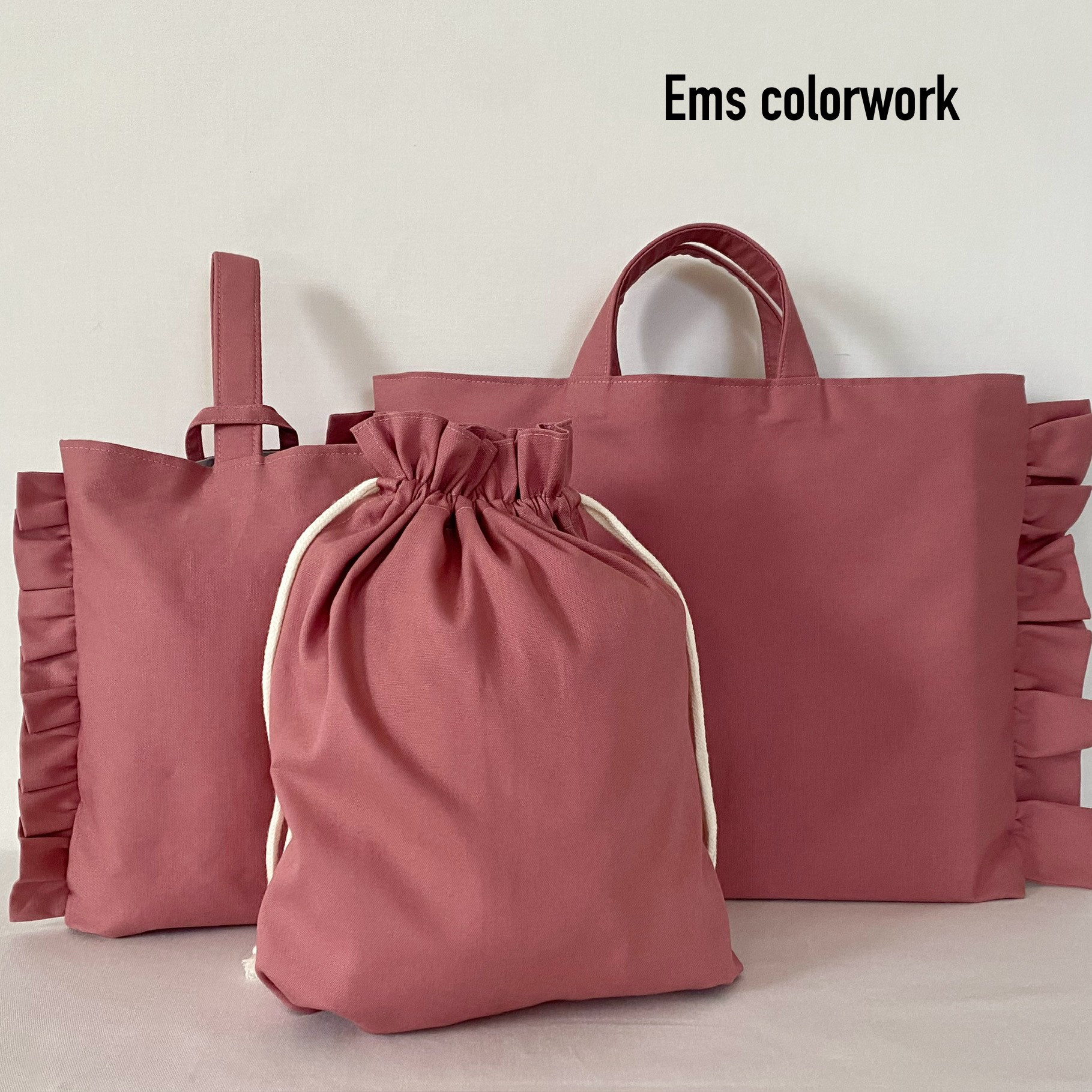 ⭐︎サイズオーダー無料　サイドフリル　ローズピンク　入園入学3点セット