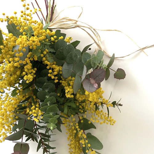 Creema限定］ミモザとユーカリのスワッグ＊ドライフラワー＊ リース
