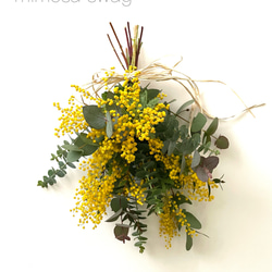 Creema限定］ミモザとユーカリのスワッグ＊ドライフラワー＊ リース