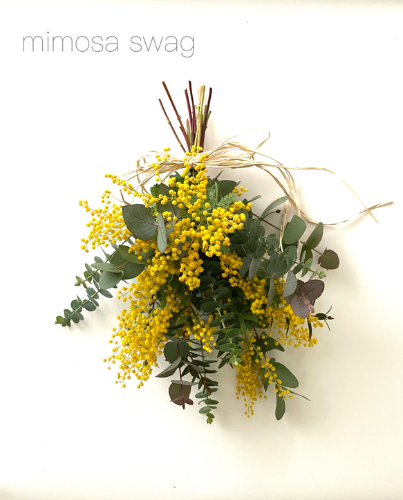 Creema限定］ミモザとユーカリのスワッグ＊ドライフラワー＊ リース