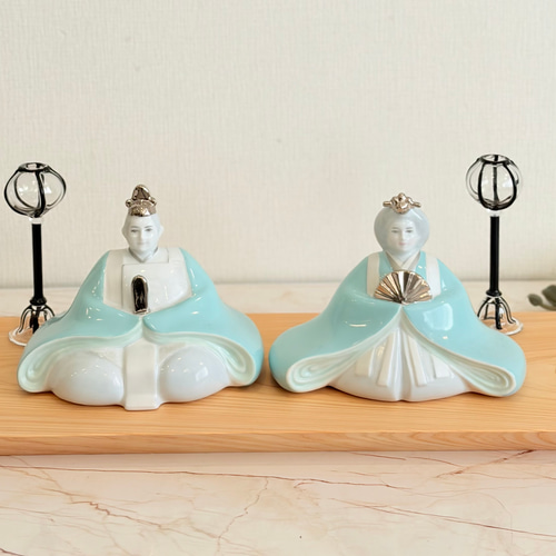 ポーセラーツ作品【お雛様】 展示品の為即納品】雛人形 箱付き 陶器 ポーセリン ポーセラーツ