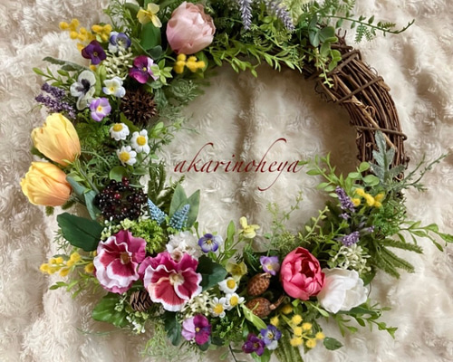 ナチュラル アーティフィシャルフラワーリース c7379fe66074ef4b069794191ceee8