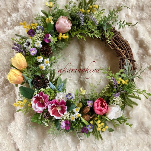 未使用☆春色リース☆グリーン☆C