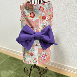 ★新作★完成品☆犬服☆ 女の子用着物 Sサイズ ピンクグラデーション桜吹雪 ☆新作犬服⭐︎犬用着物 女の子用 ピンクグラデーション 桜吹雪