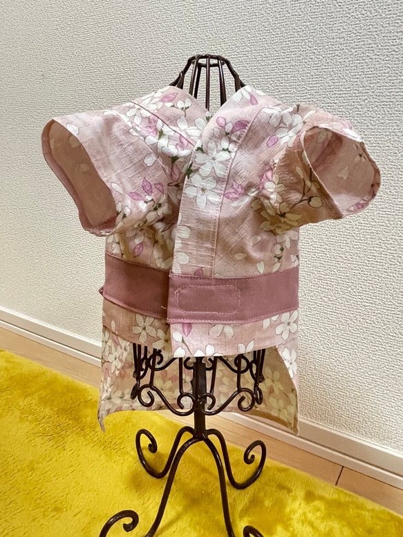 ★早割キャンペーン中★お買得⭐︎犬服⭐︎お花付き浴衣 女の子用 桜 サクラ 4枚目の画像