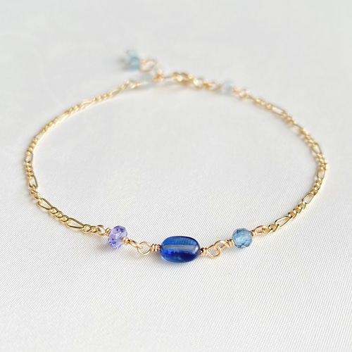 みっちゃん　アクアマリン　カイヤナイト　ブレスレット　14kgf みっちゃん様専用 アクアマリン カイヤナイト ブレスレット 14kgf