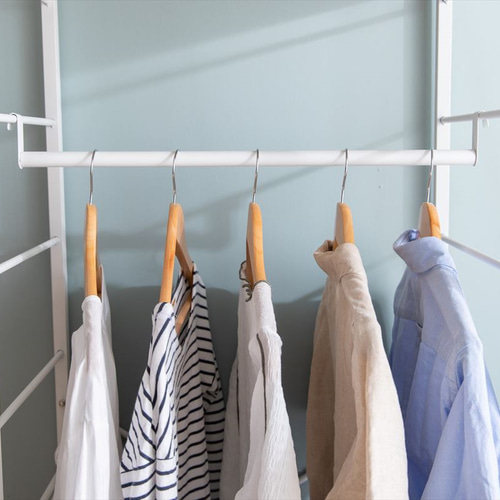 幅60cm】棚付きハンガーラック/ホワイト 棚・シェルフ・ラック