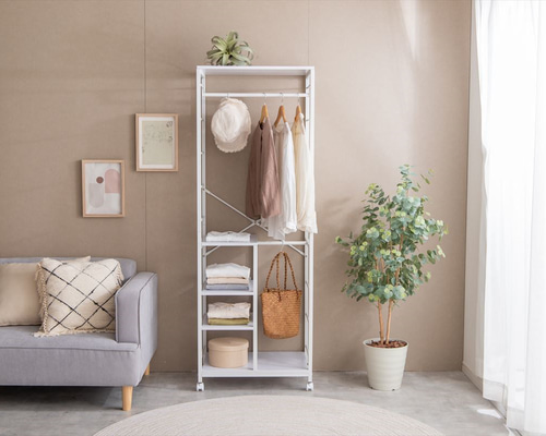 プリンセスハンガーラック/ホワイトラック/収納棚/デスク横棚 プリンセスハンガーラック/ホワイトラック/収納棚/デスク横棚