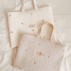 日本に お名前刺繍】全5色ヌビマーガレットレッスンバッグ レッスン 手提げ・レッスンバッグ・入園グッズ