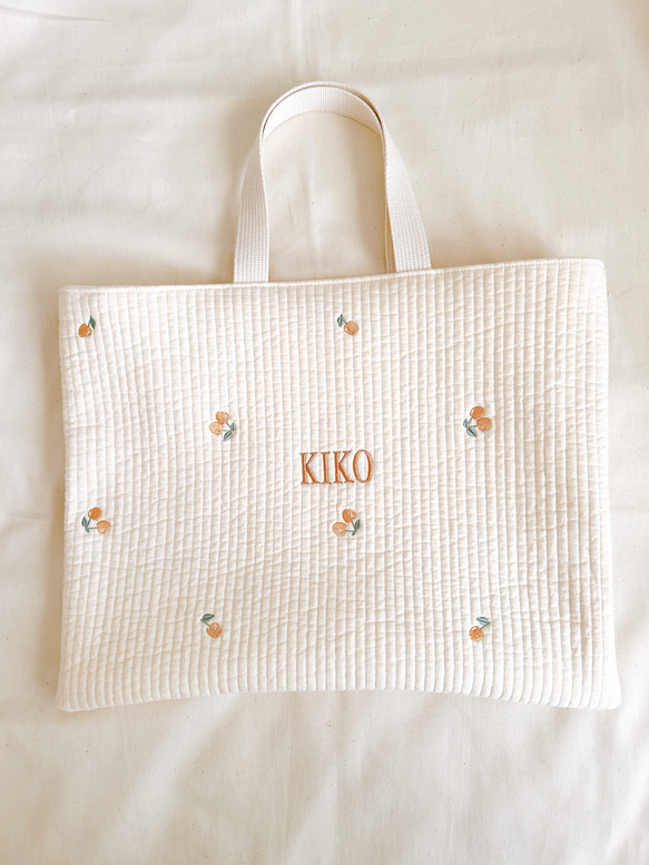 【お名前刺繍】ループ付ヌビレッスンバッグ＋シューズバッグ 3枚目の画像