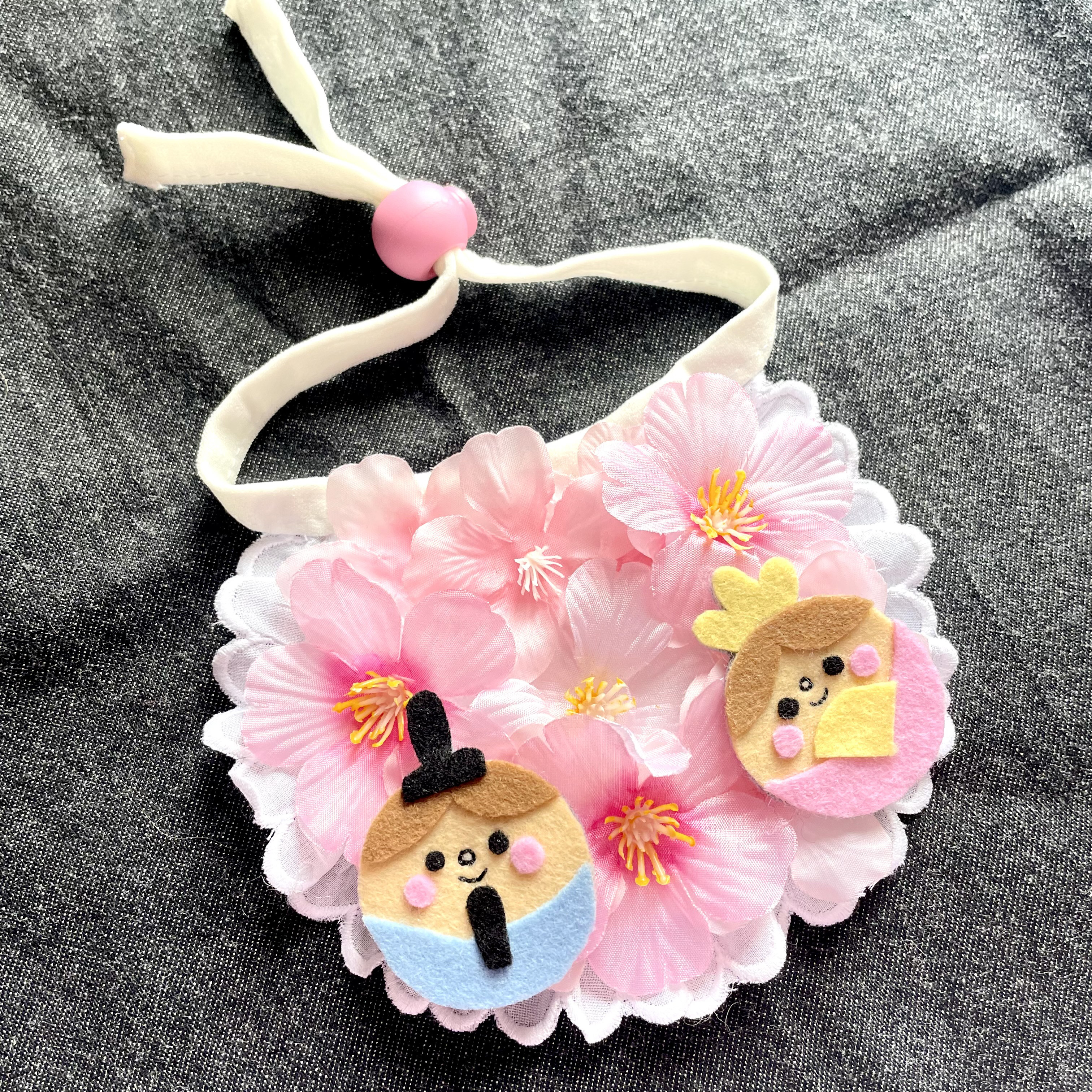 和風ひな祭り(えんじ)わんちゃん猫ちゃん用首輪 危な 