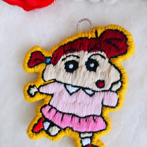 ストラップにもできるワッペン風 刺繍（ねねちゃん） ワッペン