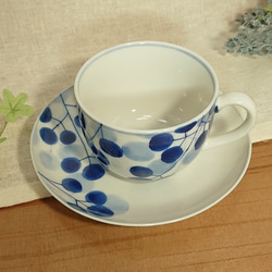 ◆新作◆コーヒーカップ＆ソーサー（天てん）手描き　九谷焼　染付　 8枚目の画像