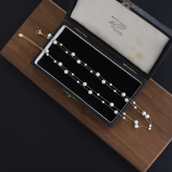 少数量入荷　★CICI★ ステンレス　2連　ステーションパール　ネックレス　K18  金属アレルギー対応　つけっぱなし 2枚目の画像