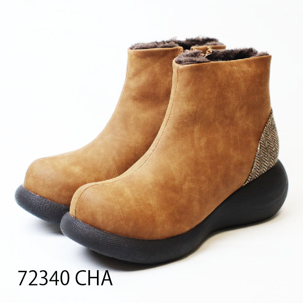 【再入荷】へリンボーンボアブーツ 72340 厚底 甲高 幅広 レディース Nuts world｜詳細画像