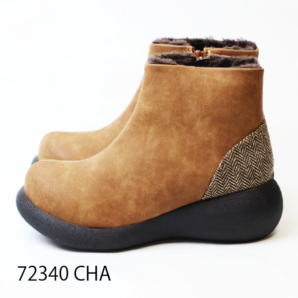 【再入荷】へリンボーンボアブーツ 72340 厚底 甲高 幅広 レディース Nuts world｜詳細画像