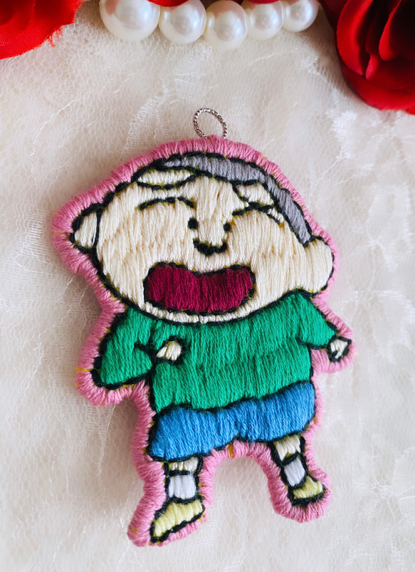 ストラップにもできるワッペン風 刺繍（マサオくん） 4枚目の画像