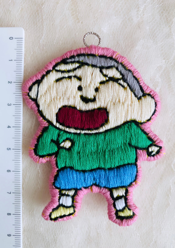 ストラップにもできるワッペン風 刺繍（マサオくん） 5枚目の画像