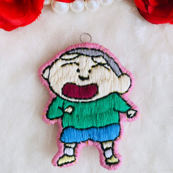 ストラップにもできるワッペン風 刺繍（マサオくん） 1枚目の画像