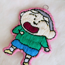 ストラップにもできるワッペン風 刺繍（マサオくん） 2枚目の画像