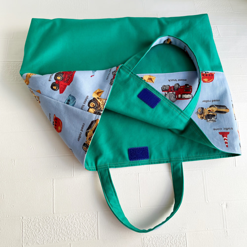 送料無料♬はたらく車柄♬レッスンバッグと上履き入れ、体操服入れ3点