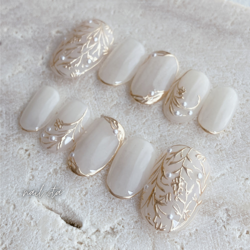 極上ベール】結婚式 ミラーネイル ブライダルネイル 成人式ネイル  